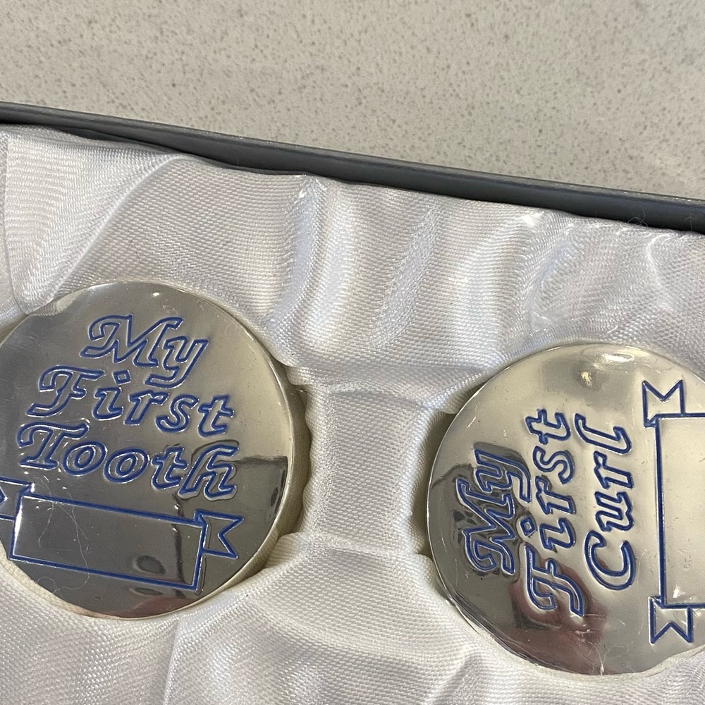 Silver Keepsake Boxes for Baby - my first tooth & my first curl nwt
